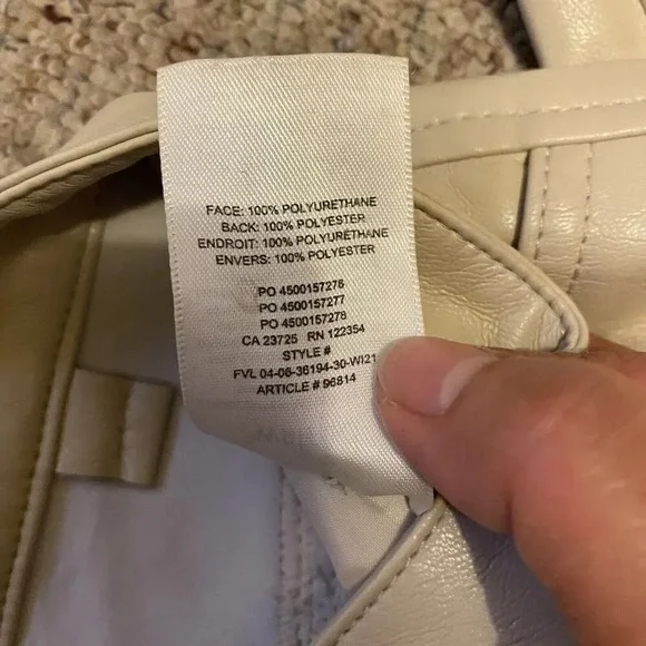 Aritzia Wilfred Beige Faux Leather Pants Women 00 High Rise Straight Work Travel - Picture 9 of 12